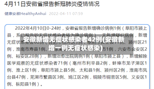 安徽新增无症状感染者42例(安徽新增一例无症状感染)