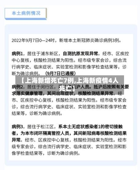 【上海新增死亡7例,上海新疫情4人死亡】