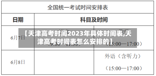 【天津高考时间2023年具体时间表,天津高考时间表怎么安排的】