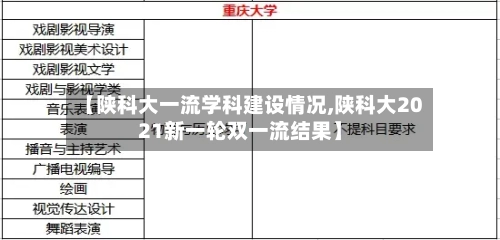 【陕科大一流学科建设情况,陕科大2021新一轮双一流结果】